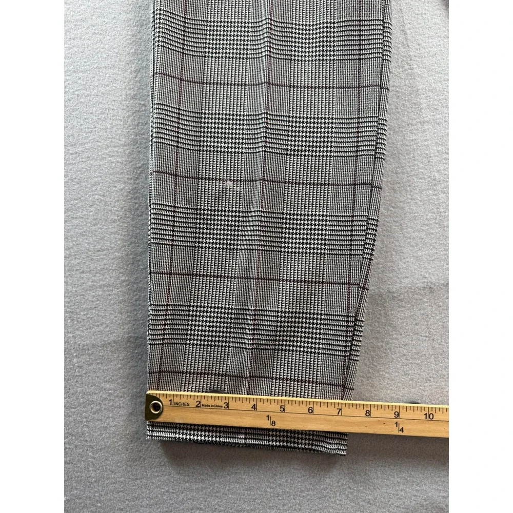 Investments Dress Pants Womens 12R Black White Plaid Glen Check Straight 34x30